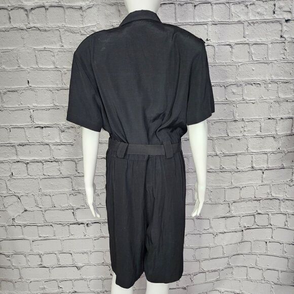 SL Fashions Navy Blue Belted Romper, Women's Medium - Picture 4 of 9